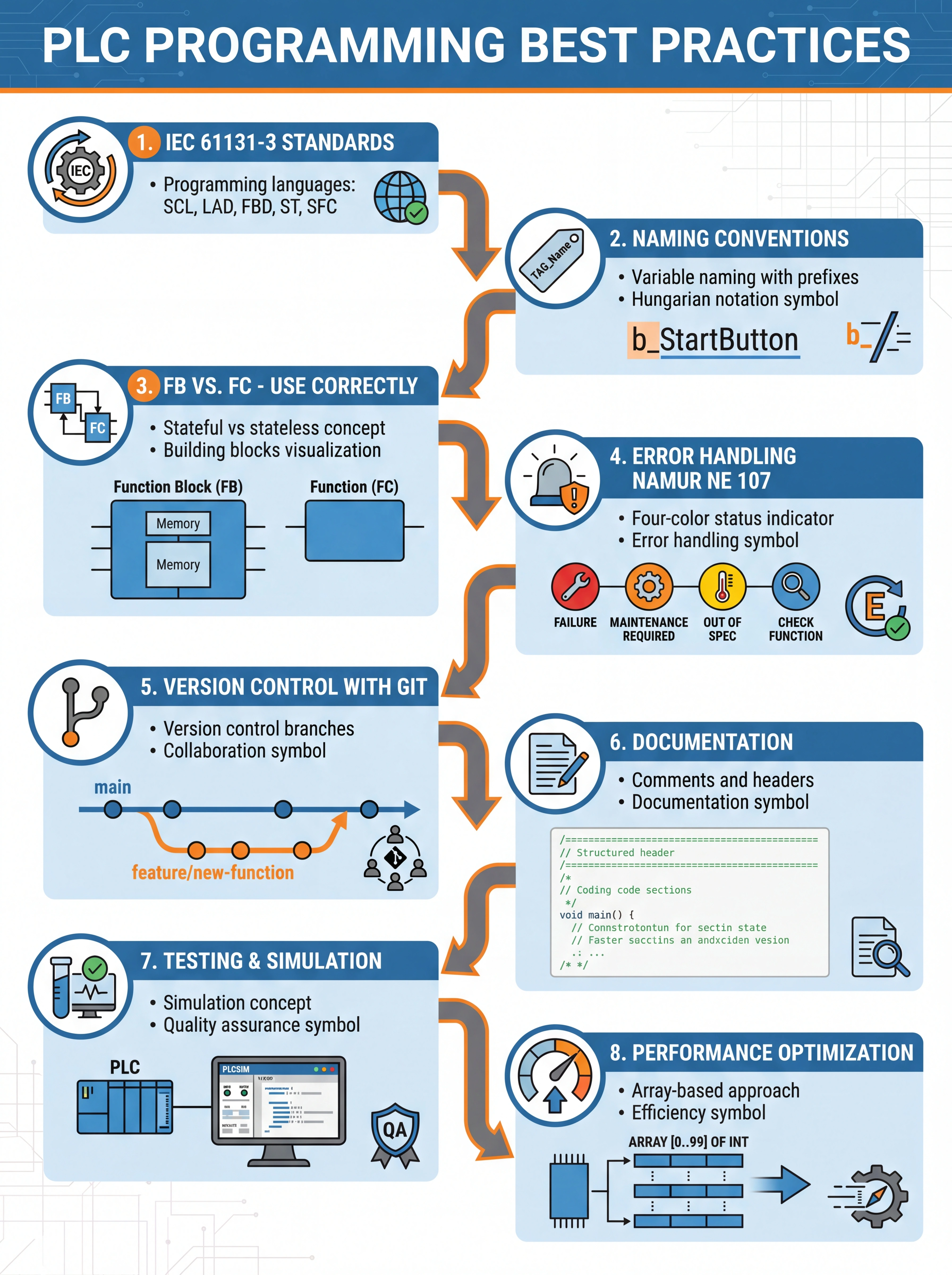PLC Programming Best Practices Infographic: Checklist for structured, maintainable PLC programs